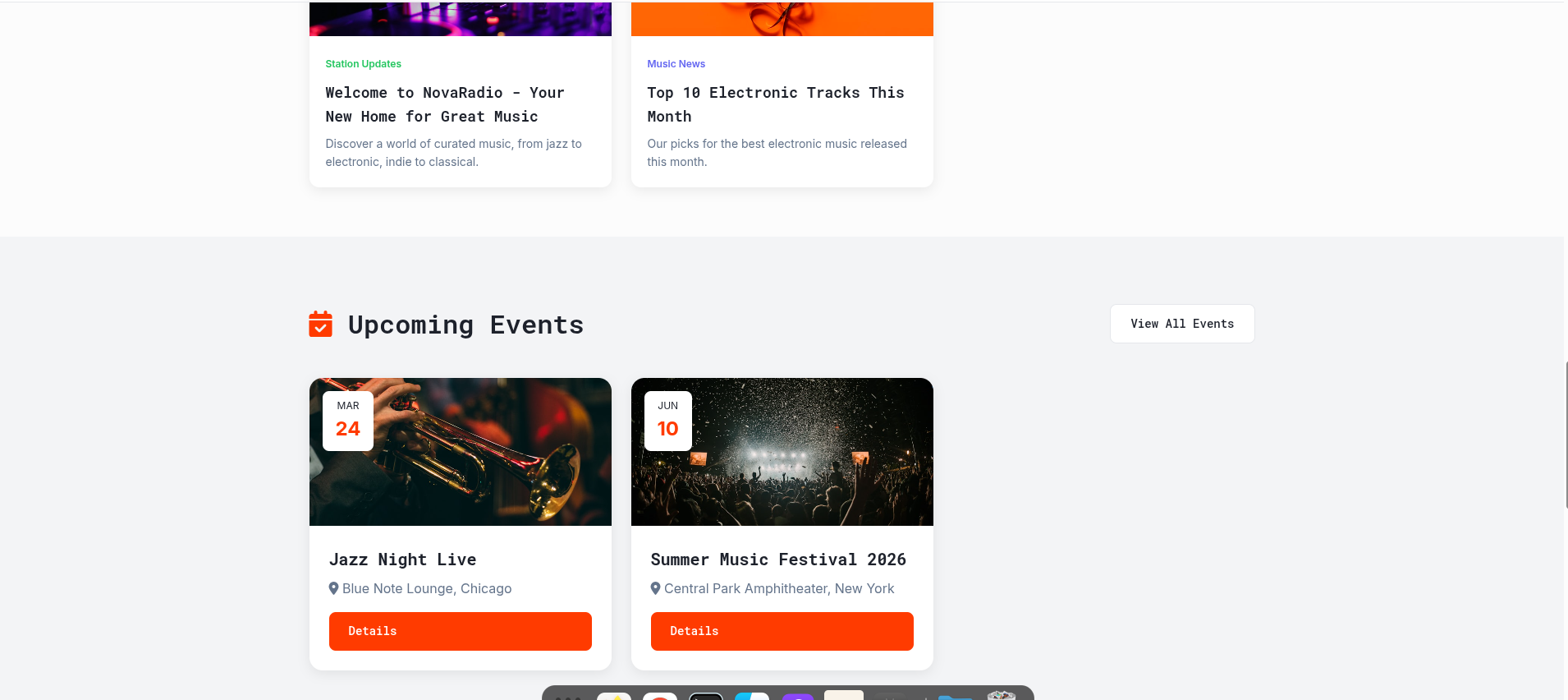 Upcoming Events Section